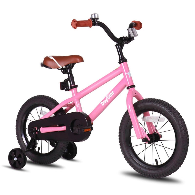 JOYSTAR 14 Inch Kids Bike for Girls 3 4 5 Years Old Girls Bicycle with Training Wheels Toddlers Bikes Age 3-5 with Foot Brake BMX Style Pink - Image 1